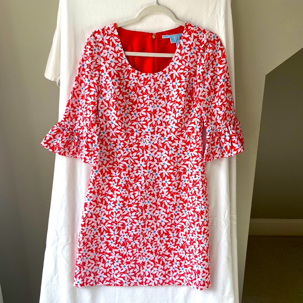 Bell sleeve sheath dress